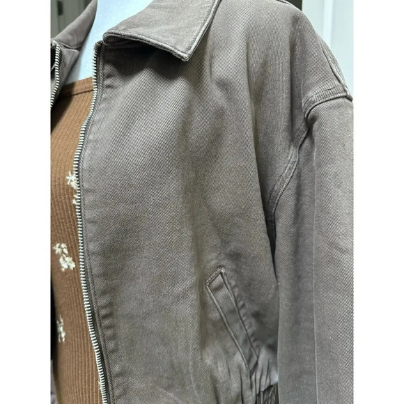 Driftwood NWT Brown Denim Jacket Size Small Elastic Waist Button Up - Picture 5 of 5